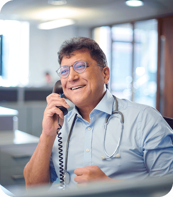 doctor talking on the phone